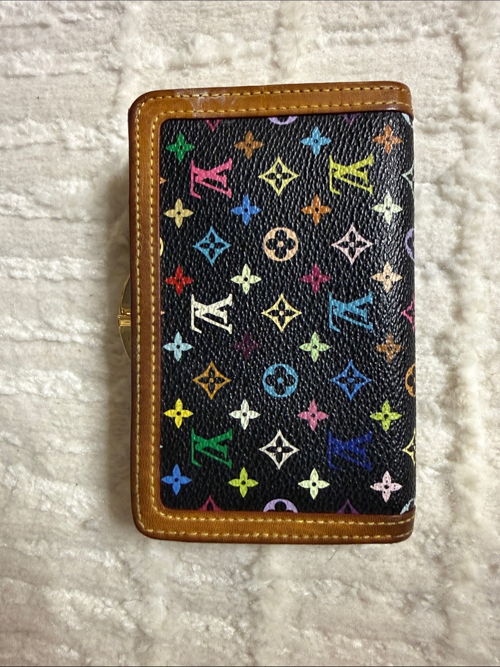 Louis Vuitton Black Multicolor Murakami  Monogram Kiss Wallet
